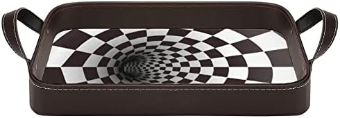 Crno-bijeli spiralni tunel PU kožna posluživanja nosača elegantna tablična dekor parfem organizator s ručkama