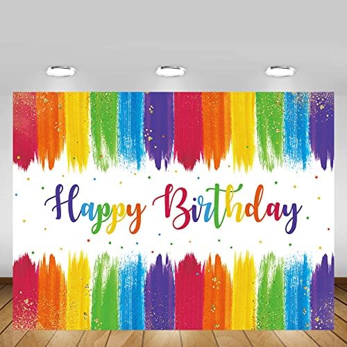 MEHOFOND 10x7ft Rainbow Sretan rođendan pozadina Art Party šareni Grafiti zidna četka dekoracija fotografija