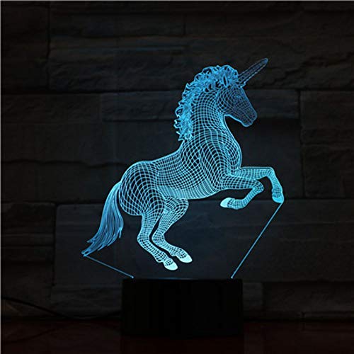Unicorn 3D noćno svjetlo za djecu, TINYOUTH Illusion lampa dodirni sto sto LED lampa 7 promjena boje