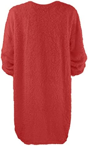 IQKA Trendy Women Duks haljina o vratu rukav puknuti džemper košulje džemper sa pojasom