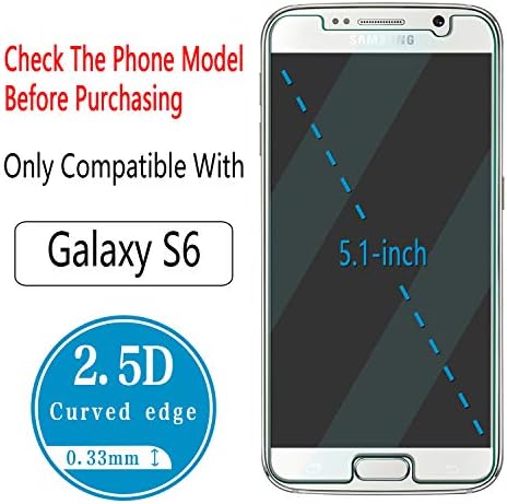 HPTech kaljeno staklo od 2 pakovanja za Samsung Galaxy S6 zaštitnik ekrana, jednostavan za instaliranje,