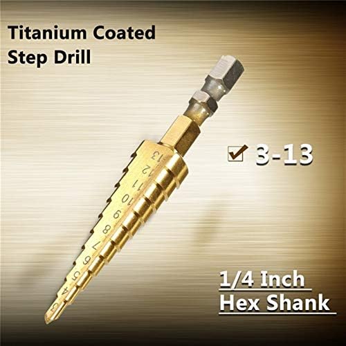 XMEIFEITS Step Drill 1kom 3-13mm burgija od 11 koraka presvučena titanijumom 1/4 HSS Hex alat za dršku HSS 4241 alat za bušenje metala za drvo