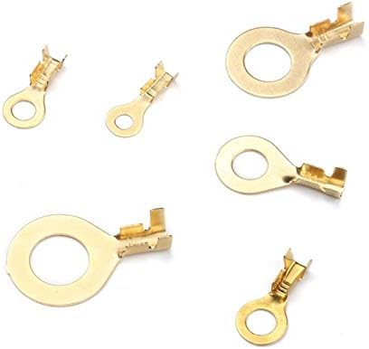 Priključni utikač konektor 3,2 mm-10,2 mm mesingani prsten kablovske ušice prstenaste oči zlatni zlatni neizolovani konektori žičanih kablova terminali 150kom asortiman kompleta
