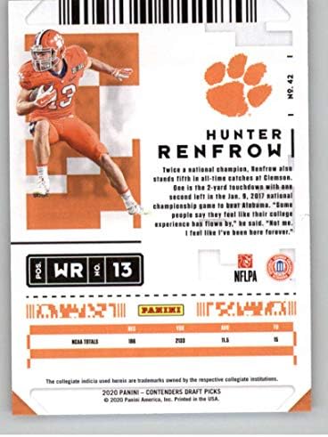 2020 PANINI TERTINDERS Nacrt sezonske karte # 42 Hunter Renfrow Clemson TRIGERS fudbalska trgovačka kartica