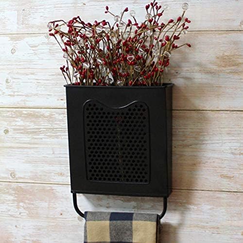 Cvhomedeco. Primotivi Vintage pocinčani limenki zidni kutija Metalni zid viseći cvjetni držač sa ručnikom, zidnim džepom organizatorom za kućni dekor.