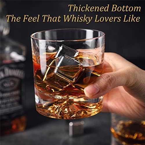 Whiskey naočare Set od 2 sa planinskim otiskom, 10 oz čaša za kamenje, ručno puhane Bar Lowball kristalne naočare bez olova, staromodna staklena čaša za Scotch,Rum,burbon pokloni za muškarce