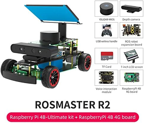 Raspberry PI 4 B AI pametni robotski automobil za odrasle za razgovor o prepoznavanju glasa, autopilot, dubinska kamera LIDAR mapiranje navigacijskog dizajna projekta (R2 Ultimate ver sa PI 4B)