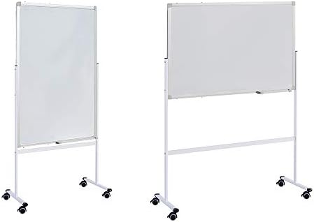 Xyyssm HV2613 mobilna dvostrana tabla 60 90cm horizontalna i vertikalna Podesiva, magnetna ploča za suho brisanje - magnetna tabla/za školu, ured.