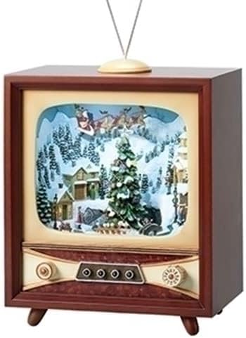 Božićna By Roman Inc., Kolekcija za zabave, 13 H muzikalna LED TV sa klizačima, fenjer, snježni globus,