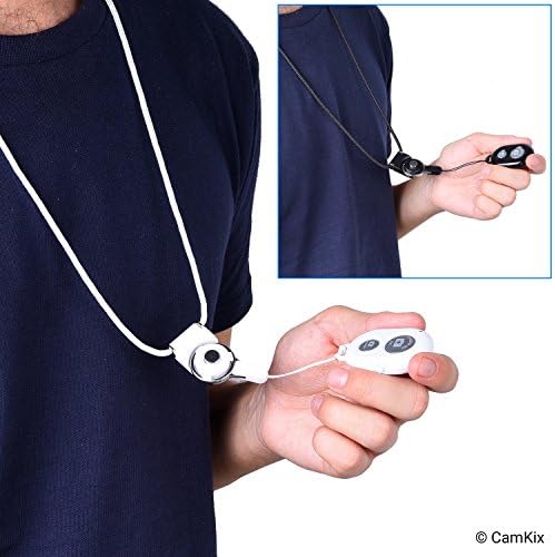 2x Camkix daljinska kontrola zatvarača kamere sa Bluetooth bežičnom tehnologijom - Crna + Bijela-vezica sa odvojivim prstenastim nosačem - slike/Video bežično na 30 stopa kompatibilno sa iPhoneom / Androidom