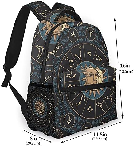Dadabuliu školski ruksak zodijak suncobran MON MONGAC TAROT Astrologija za ženske djevojke laptop torba izdržljivog casual pantalona studentski tinejdžeri lagane pješačke putne torbe preko 3 godine star
