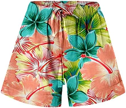 OPLXUO ženske ljetne kratke hlače 2023 cvjetni ispis elastični visoki struk crteže casual kratkih salona sa džepovima