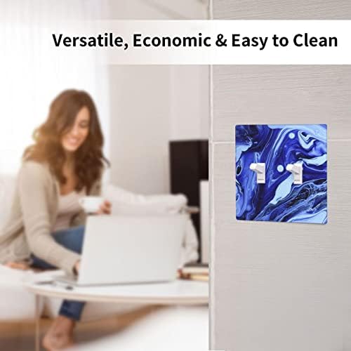Plavi mramorni print Funny dvostruki preklopni prekidač Preklopni poklopac zidna ploča ukrasna 2 banda za djevojčice Soba dnevna spavaća soba kuhinja kupatilo