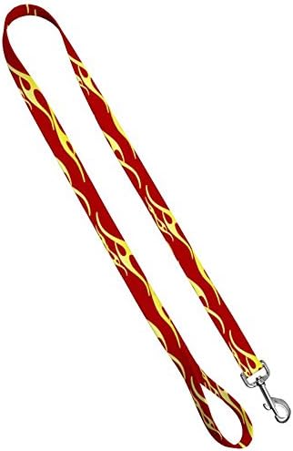 Plamen Print ovratnik - vodootporan vrući štap plamen za pse za pse - 3/4 inča Podešava 11,5 - 17,5 inča, srednje, crvene / žute