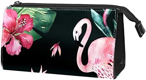Tbouobt Pokloni za muškarce Žene šminke torbe toaletne torbice Male kozmetičke torbe, tropski dlan lišće Pink Flamingo