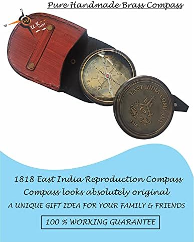 U.K MART 1818 Istočna Indija Kompani Kompas Reprodukcija Radni kompas sa kožnim futrolom