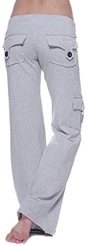 Žene povremene teretne hlače široke noge joggers pantalone visoki struk elastični duksevi sa džepovima salon dvoga dugi pant