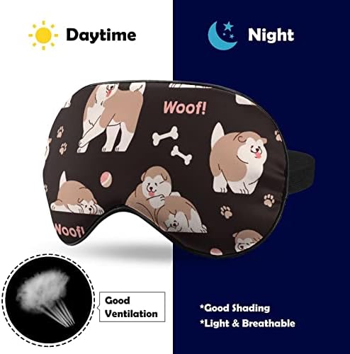 Lynarei Sleep Maska Slatki psi Smiješni san maski za vrijeme spavanja Veznjak sa podesivim pasama PAGGY-a štenad mekani poklopac za oči za blokiranje svjetla