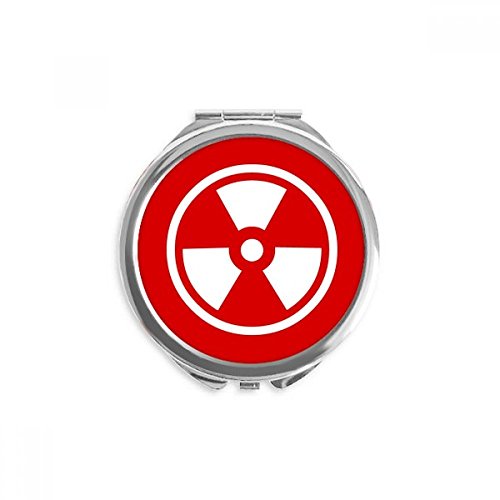Jonizacijsko Zračenje Crveni Kvadrat Oznaka Upozorenja Ručno Kompaktno Ogledalo Okruglo Prijenosno Džepno