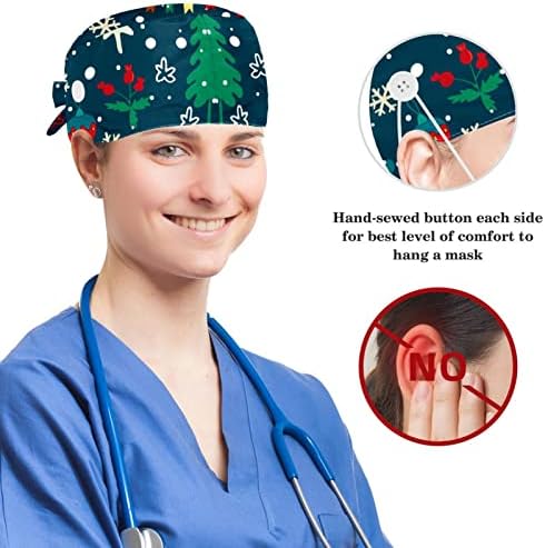 Hirurški šeširi & amp; zečji set za uši, dizajn voća u boji podesive kapice za piling sa dugmetom za žene