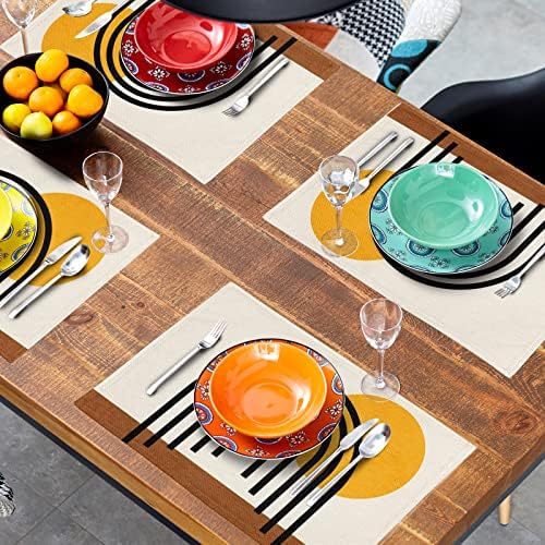 Boho Placemats Set od 4 moderne apstraktne umjetničke prostirke za stolove 12 X 18 inča bež narandžasti podmetači