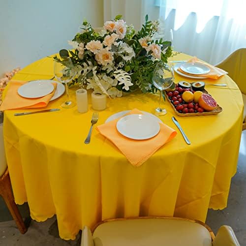 JYFLZQ Žuti okrugli stolnjak 120 inča za stolove od 6 stopa može se prati u mašini otporna na mrlje od poliestera tkanina stolnjak stolnjak za zabave banket vjenčanje