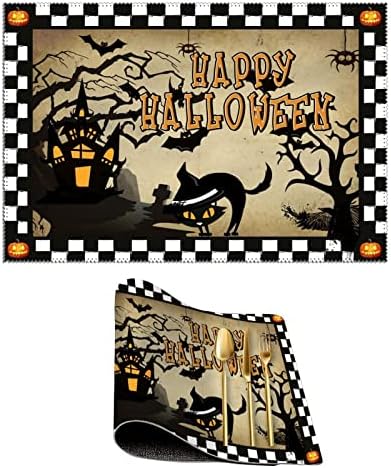 Happy Halloween horor Placemats Haunted House Halloween kuhinjske prostirke za stolove otporne na toplotu