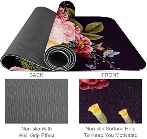 Siebzeh Flowers Colorful Floral Pattern Premium Thick Yoga Mat Eco Friendly Rubber Health & amp; fitnes Non Slip Mat za sve vrste vježbe joge i pilatesa