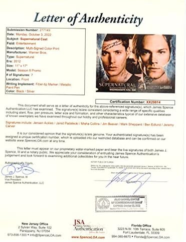 Supernatural cast autogramirani 11x17 poster 7 Autos akkeli Collins JSA XX29814