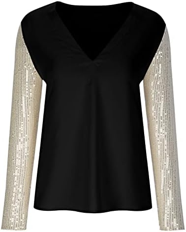 Thirt dame Ljeto jesen 2023. odjeća s dugim rukavima V izrez labav fit Sequin Sparkly casual bluza