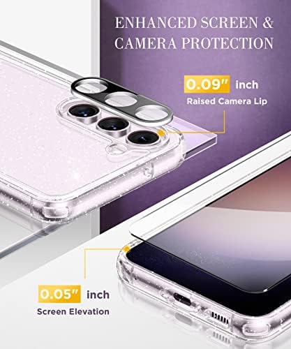 Gviewin Kompatibilan je sa Samsung Galaxy S23 Plus futrolom sa zaštitnikom zaslona + zaštitnik objektiva fotoaparata, tanki udarci zaštitni sjaj za zaštitni poklopac za žene 6.6