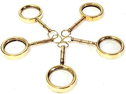 Zlatni poljski 5 nautičkih mesinga ručno rađeni Privjesci za ključeve povećalo i kompas kolekcionarski i korisni predmet