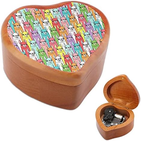 Rainbow Llamas šumovirane muzičke kutije Vintage ugravirana srčana muzička kutija poklon za božićno rođendan