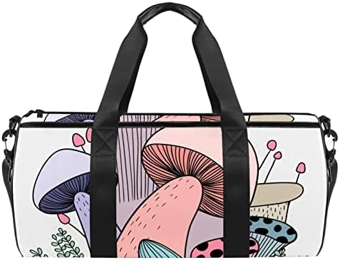 Gljive doodle Line Art Duffel torba za nošenje preko ramena platnena putna torba za teretanu Sport Dance Travel Weekender