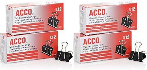 Acco Binder klipovi, srednji, crni, 12 po kutiji, 2 pakovanja od 2 kutije