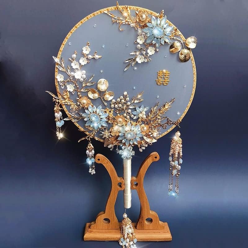 Jkuywx plave kristalne perle mladenke ventilator kineskog stila vjenčani buket perla kristalni biseri mladenci