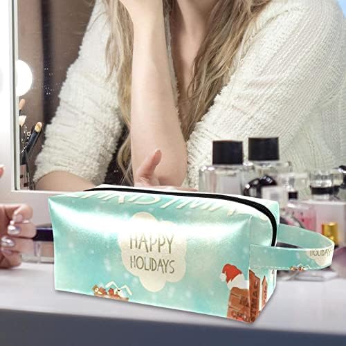 Tbouobt kozmetičke torbe za šminke za žene, male šminkerne torbice za šminku, crtani božićni santa santa elk