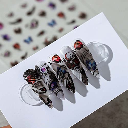 BYBYCD Halloween naljepnice za nokte mačke ukrasi za umjetnost noktiju samoljepljivi kostur leptir