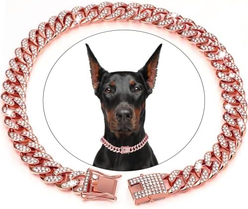 Ovratnik za pse, Bozily dijamantski Kubanski ovratnik za hodanje metalni lanac ovratnik sa dizajnerskom