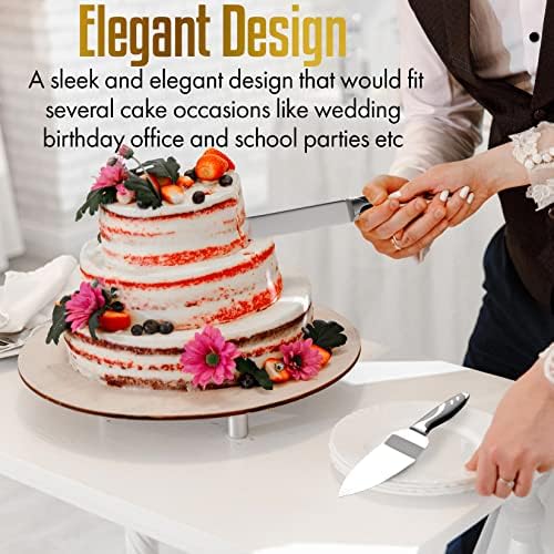 LUSHIG nož za svadbenu tortu i serverski Set, Set za serviranje kolača od nerđajućeg čelika sa neklizajućim vrtložnim držačem, jednodelni rezač za građevinske torte i Serverska lopatica za venčanja, godišnjice, rođendan