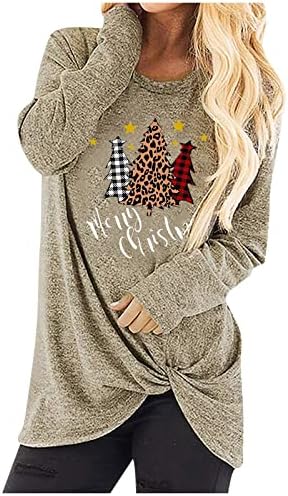 Shusuen & nbsp;ženski Božićni Duks Božić Doodles Shirt Casual Crewneck Dugi rukav pulover vrhovi