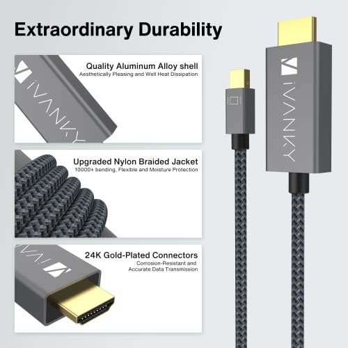 IVANKY VESA certificirani DP 1.2 kabel 6,6ft + Mini DisplayPort do HDMI kabla 6,6ft