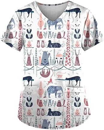 Ženske životinje tiskane piling vrhove zabavne majice medicinska sestra radna odjeća uniforme tee Healthcare
