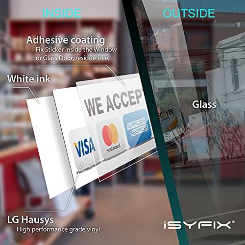 Naljepnice za kreditne kartice ISYFIX - za naljepnice - za unutar prozora ili staklene vrata 4 pakovanje 9 x 3 inča - prihvatamo Visa, Mastercard, Amex & Otkrivanje, ljepljive vinilne naljepnice za trgovine i poduzeća