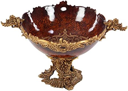 Deco 79 Polistone zamršena isklesana ukrasna zdjela, 19 x 14 x 11 , zlato