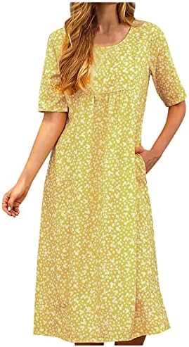 Ljetne haljine za žene 2023 plaža casual s kratkim rukavima cvjetni džep sandress lose fit boho haljina sakriti