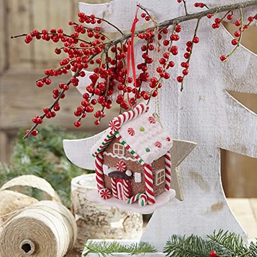 NUOBESTY 2pcs minijaturni Božić Gingerbread House Ornament Candy House Božić selo kuće Božić drvo viseći ukras Božić drvo privjesci Božić viseći privjesak