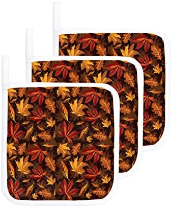 Zardaljki Jesen Maple listovi teksture za kuhinjske set od 2, toplotni nosač potkoljenica Rustikalna