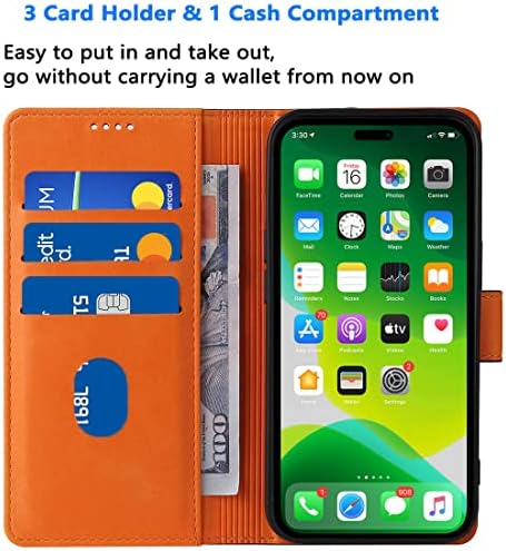 AROSKY za iPhone 14 Pro Max futrola za novčanik, iPhone 14 Pro Max od prave kože sa držačem za kartice-preklopna futrola za telefon sa magnetnim zatvaračem, RFID blokada, stalak za noge