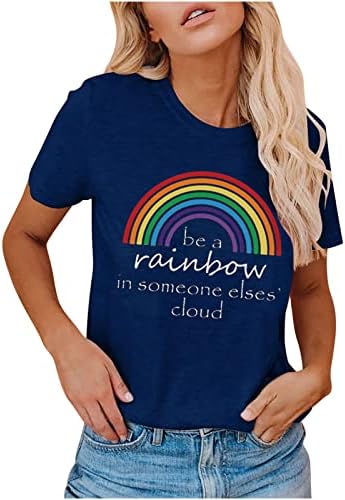Ženske top 2023 odjeća Trendi kratki rukav Rainbow Graphic Brunch bluza TEE za dame Ljeto Jesen 2D 2D